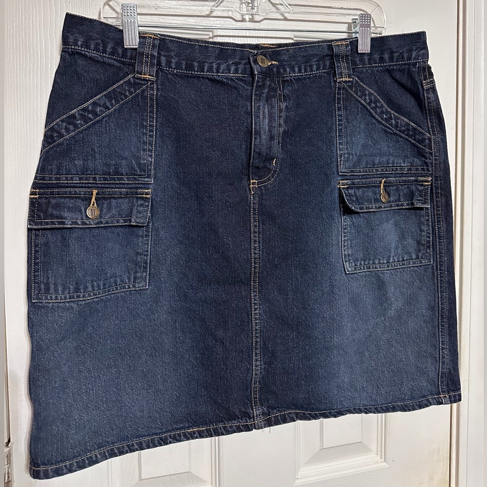 New York & Company Navy Jean Skirt with Pockets
